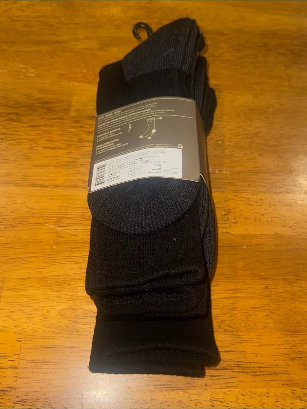 Timberland Crew Socks 3 Pair Black Large 9-12 Cushioned Stretch Support New Tags
